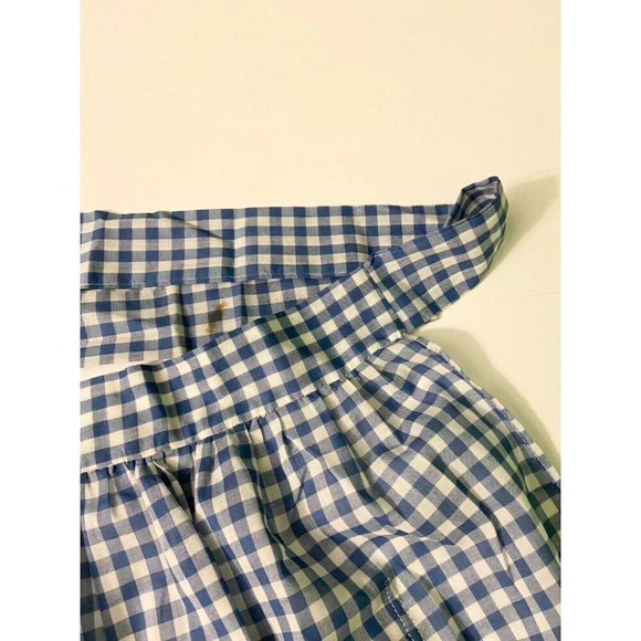 Vintage Blue and White Checkered Half Apron One Pocket 19  Inch Long Tie Back - Picture 11 of 11